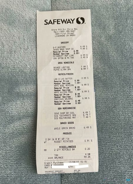 Реалистичный Скачать Safeway Supermarket Payment Cehck Photoshop Шаблон