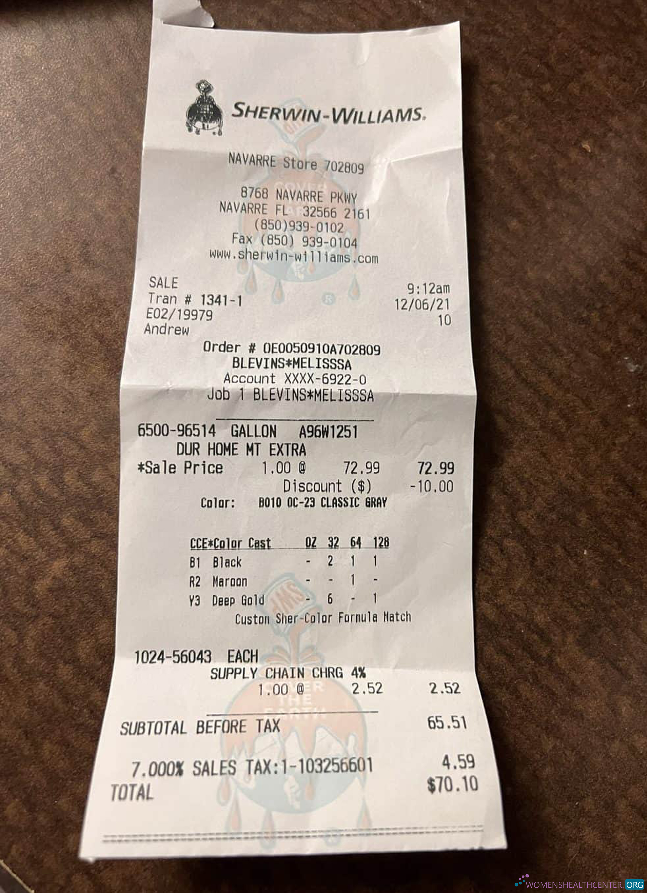 Редактируемый Скачать Sherwin Williams Компания Payment Receipt Photoshop Шаблон