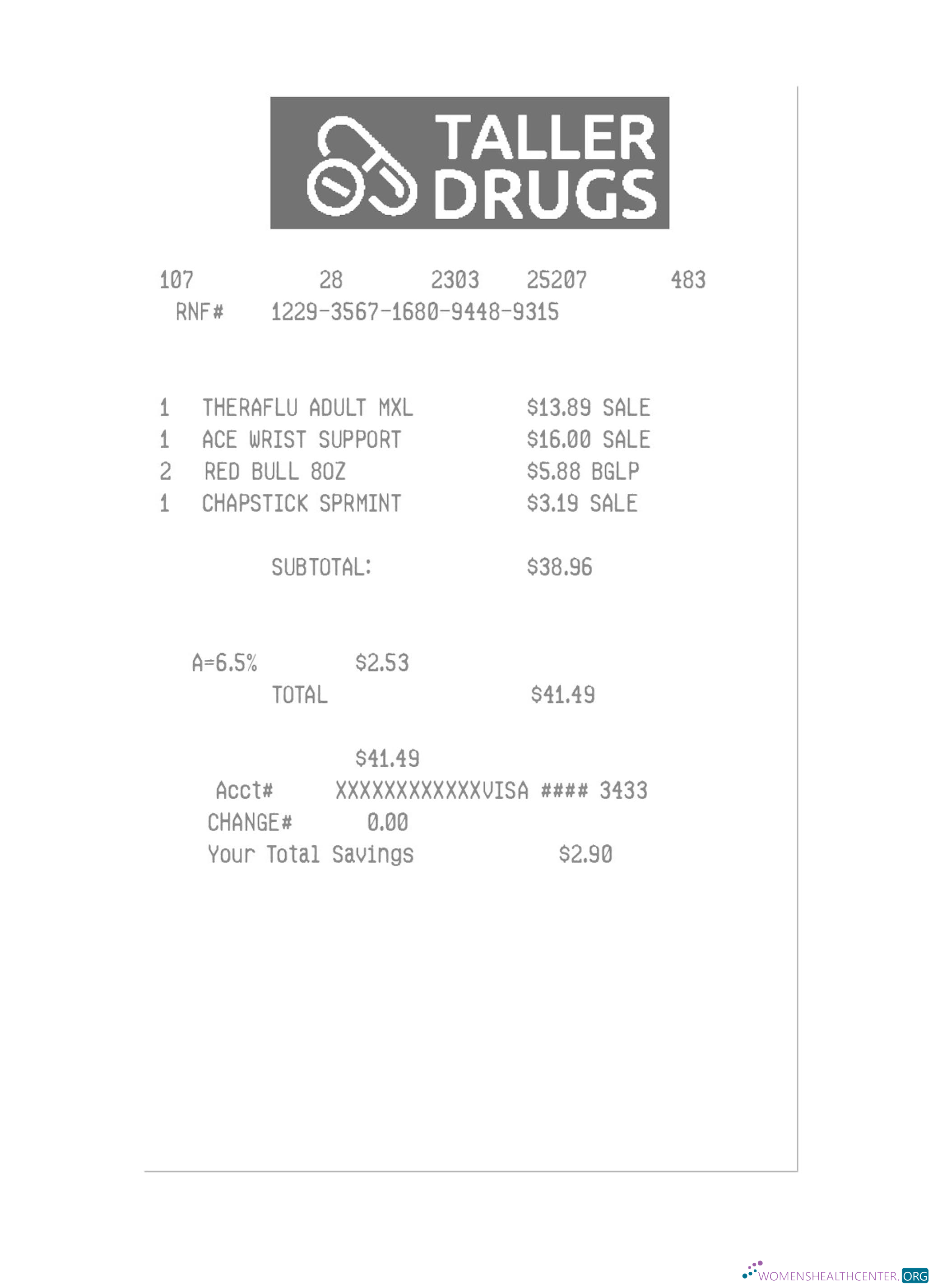 Премиум Скачать TALLER DRUGS Payment Receipt Photoshop Шаблон
