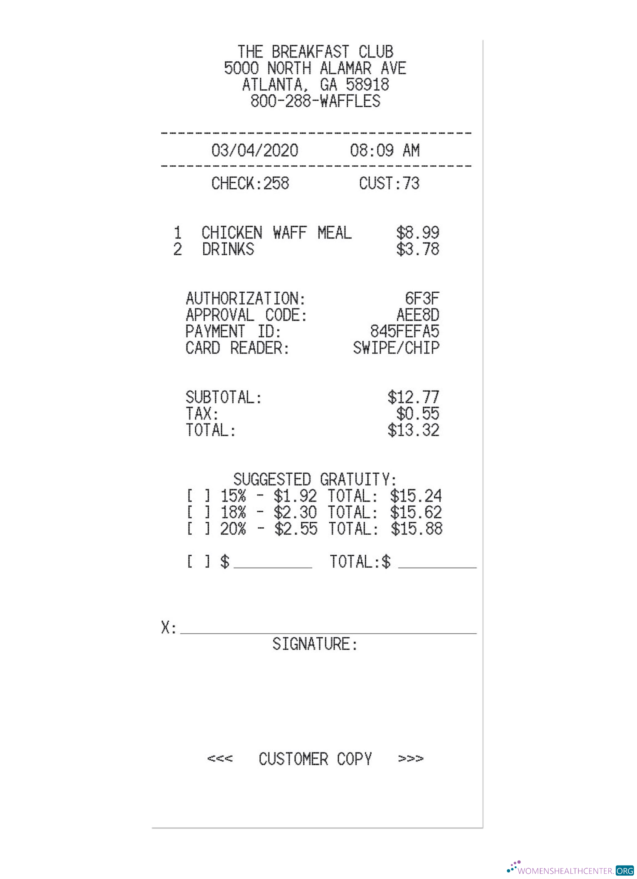 Качественный Скачать BREAKFAST CLUB Receipt Photoshop Шаблон