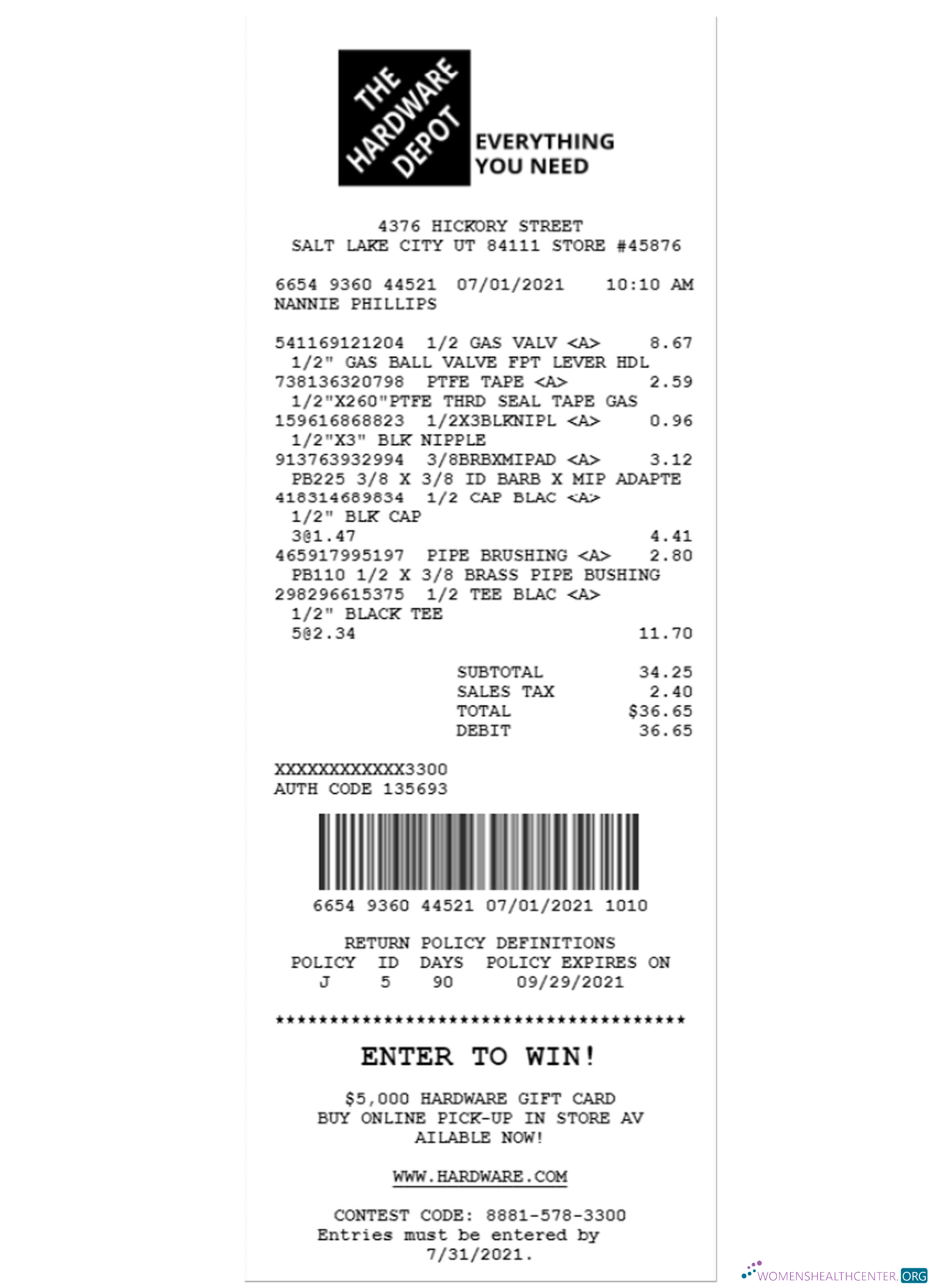 Профессиональный Скачать HARDWARE DEPOT Receipt Шаблон Photoshop Шаблон