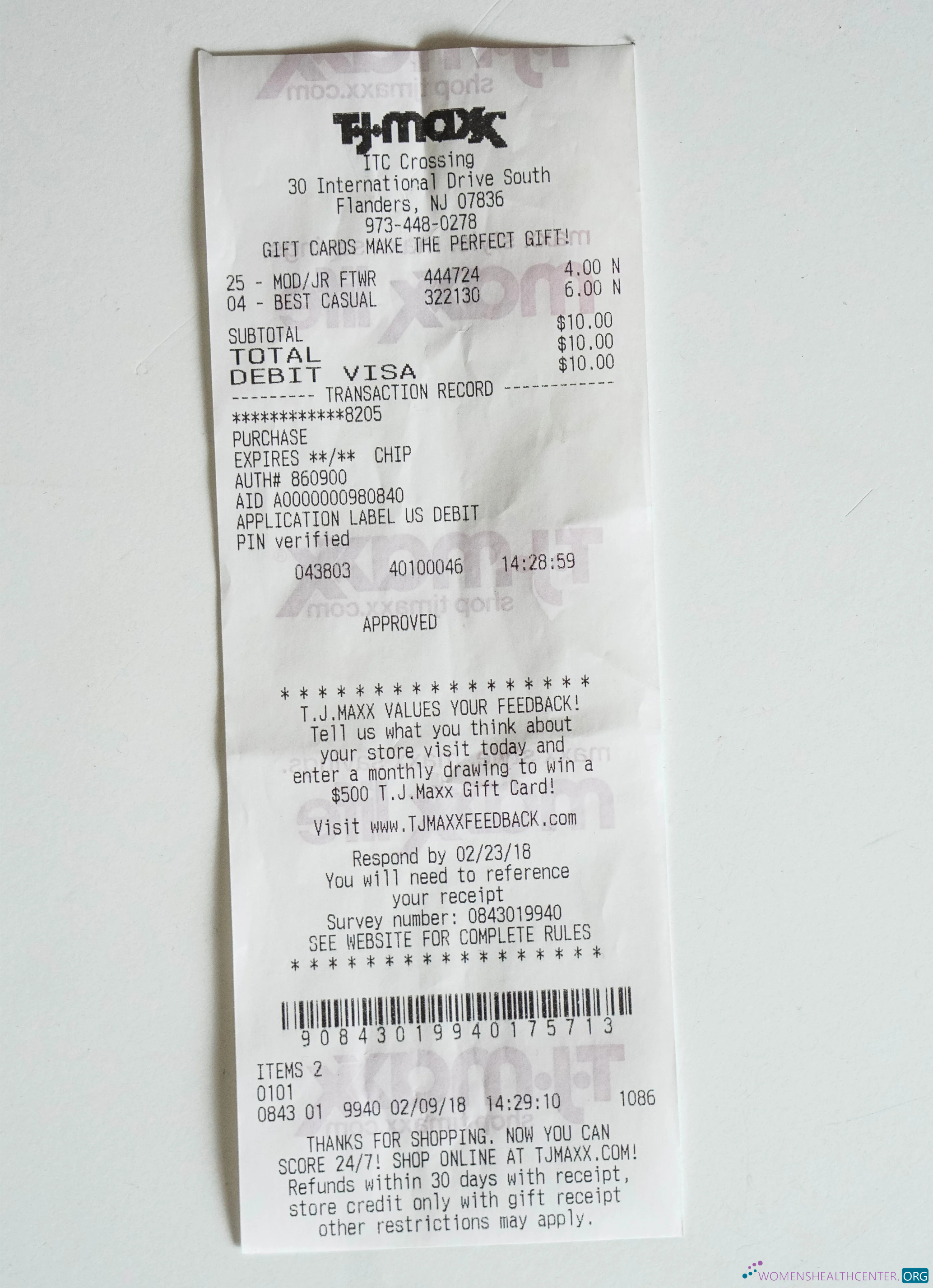 Редактируемый Скачать TJ Maxx Shop Receipt Photoshop Шаблон