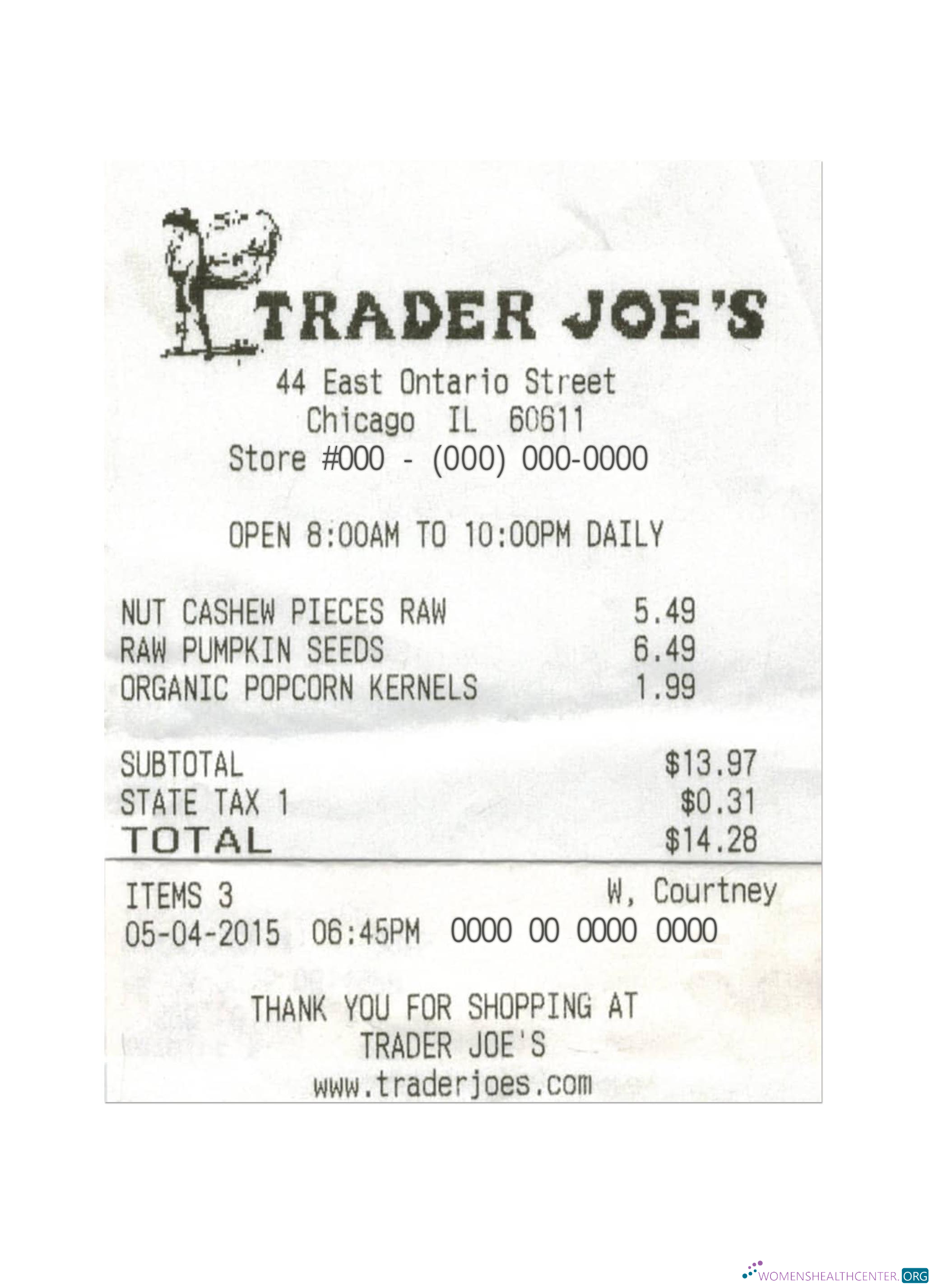 Качественный Скачать TRADER JOE'S Cash Receipt Photoshop Шаблон