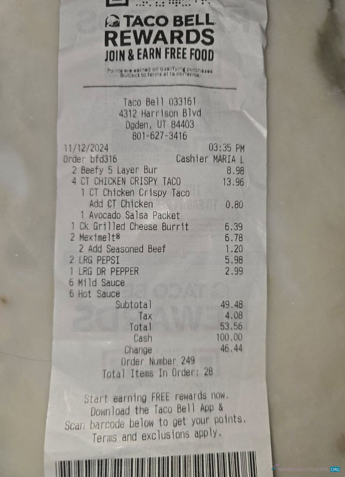 Премиум Скачать Taco Bell Rewards Payment Receipt Photoshop Шаблон
