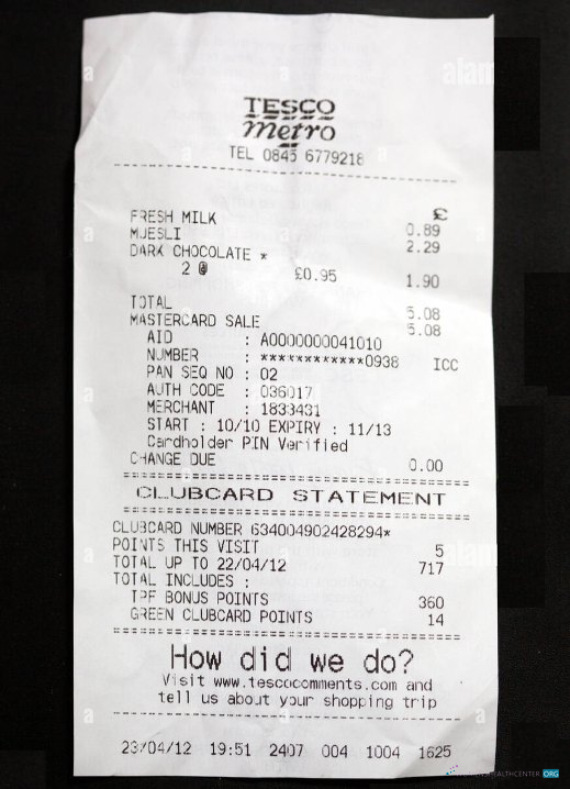 Реалистичный Скачать Tesco Розничный Payment Check Photoshop Шаблон
