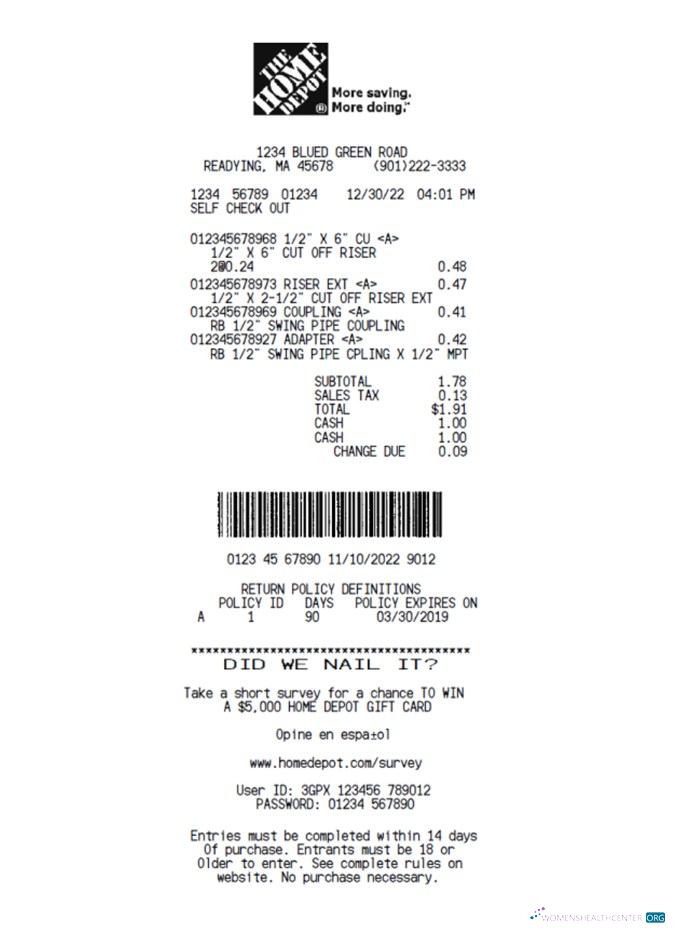 Профессиональный Скачать Home Depot Компания Payment Slip Photoshop Шаблон