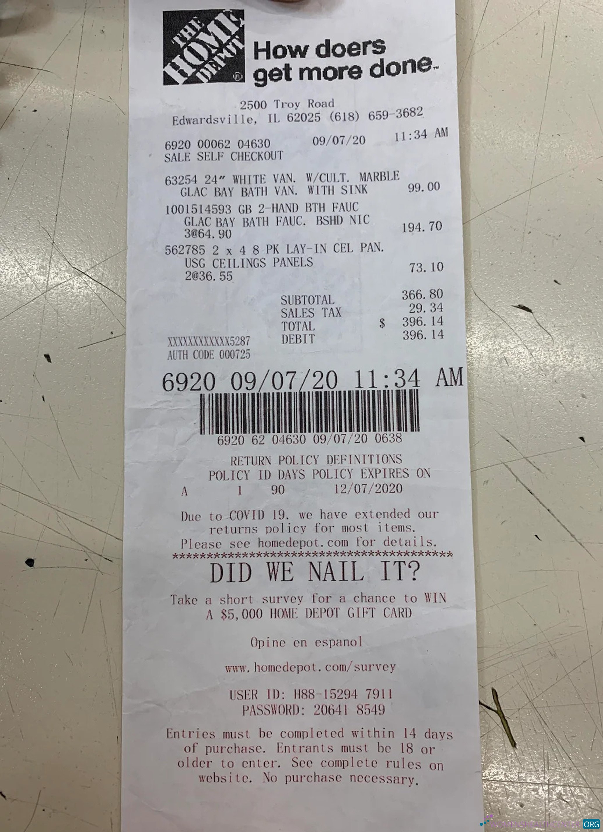 Профессиональный Скачать Home Depot Receipt Photoshop Шаблон