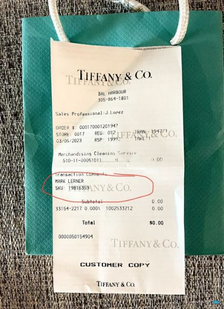 Реалистичный Скачать Tiffany & Co Design House Receipt Photoshop Шаблон