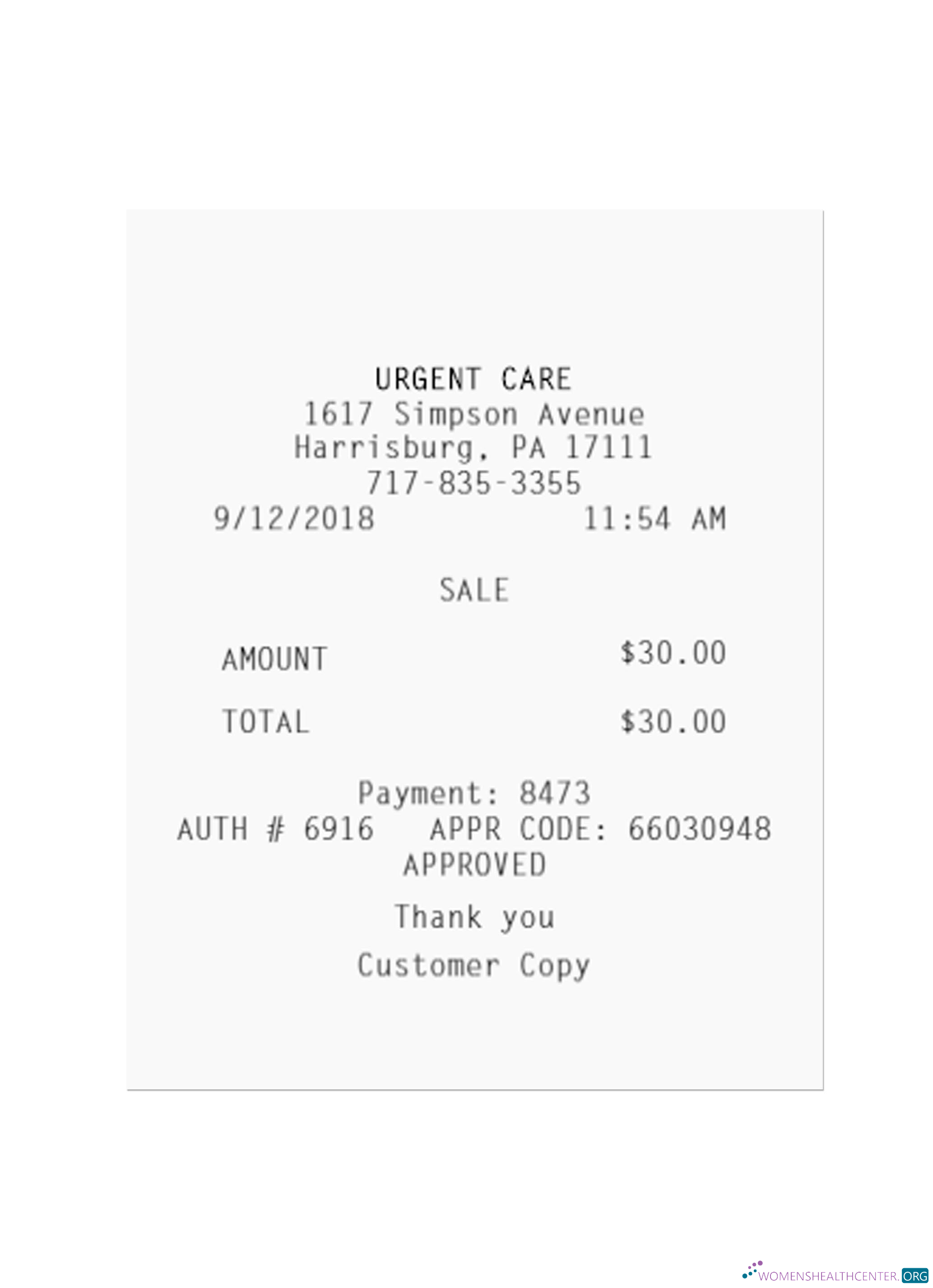 Редактируемый Скачать URGENT CARE Payment Receipt Photoshop Шаблон