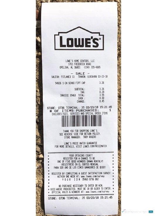 Редактируемый Скачать USA Lowe's Payment Receipt Photoshop Шаблон