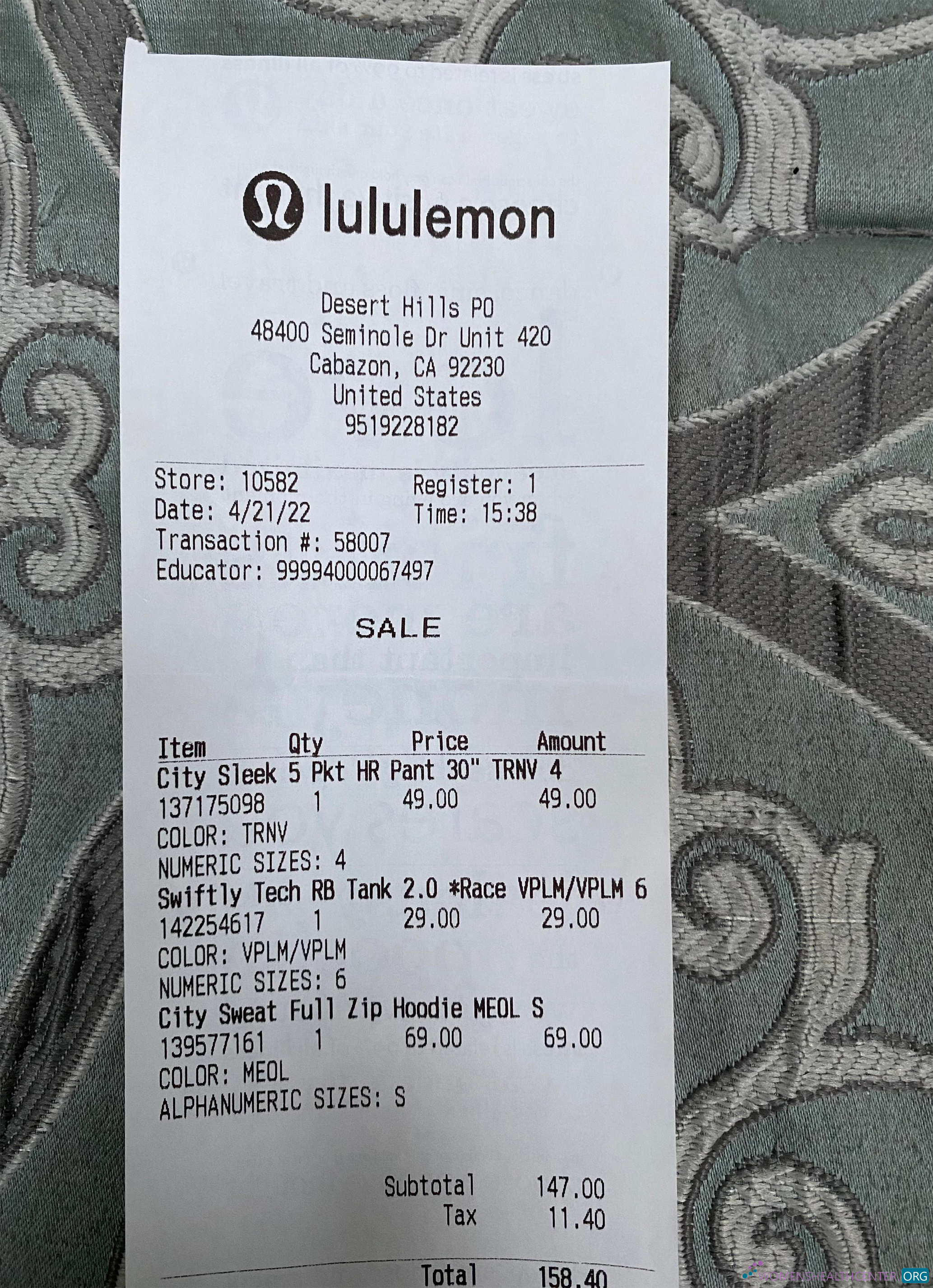 Премиум Скачать USA Lululemon Shop Payment Receipt Photoshop Шаблон