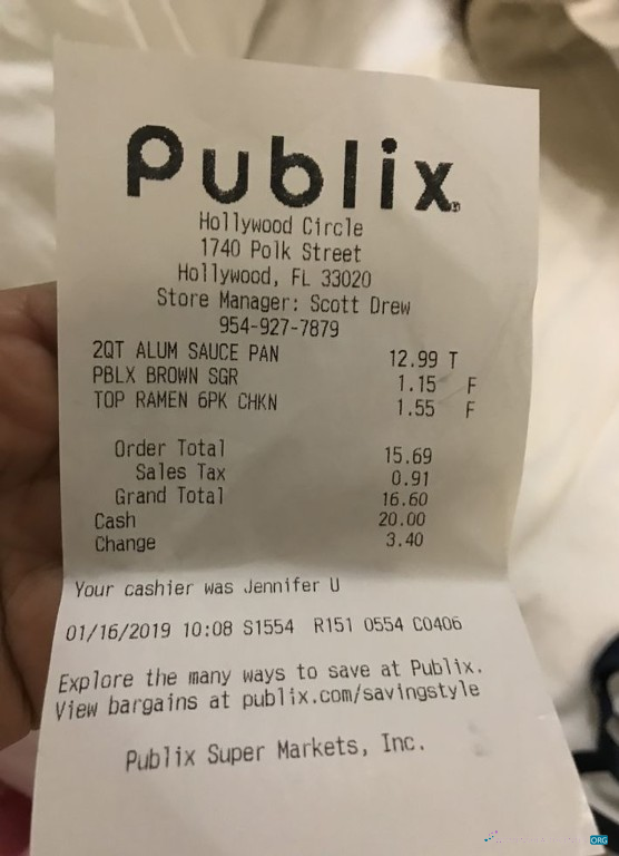 Качественный Скачать USA Publix Supermarket Payment Receipt Photoshop Шаблон