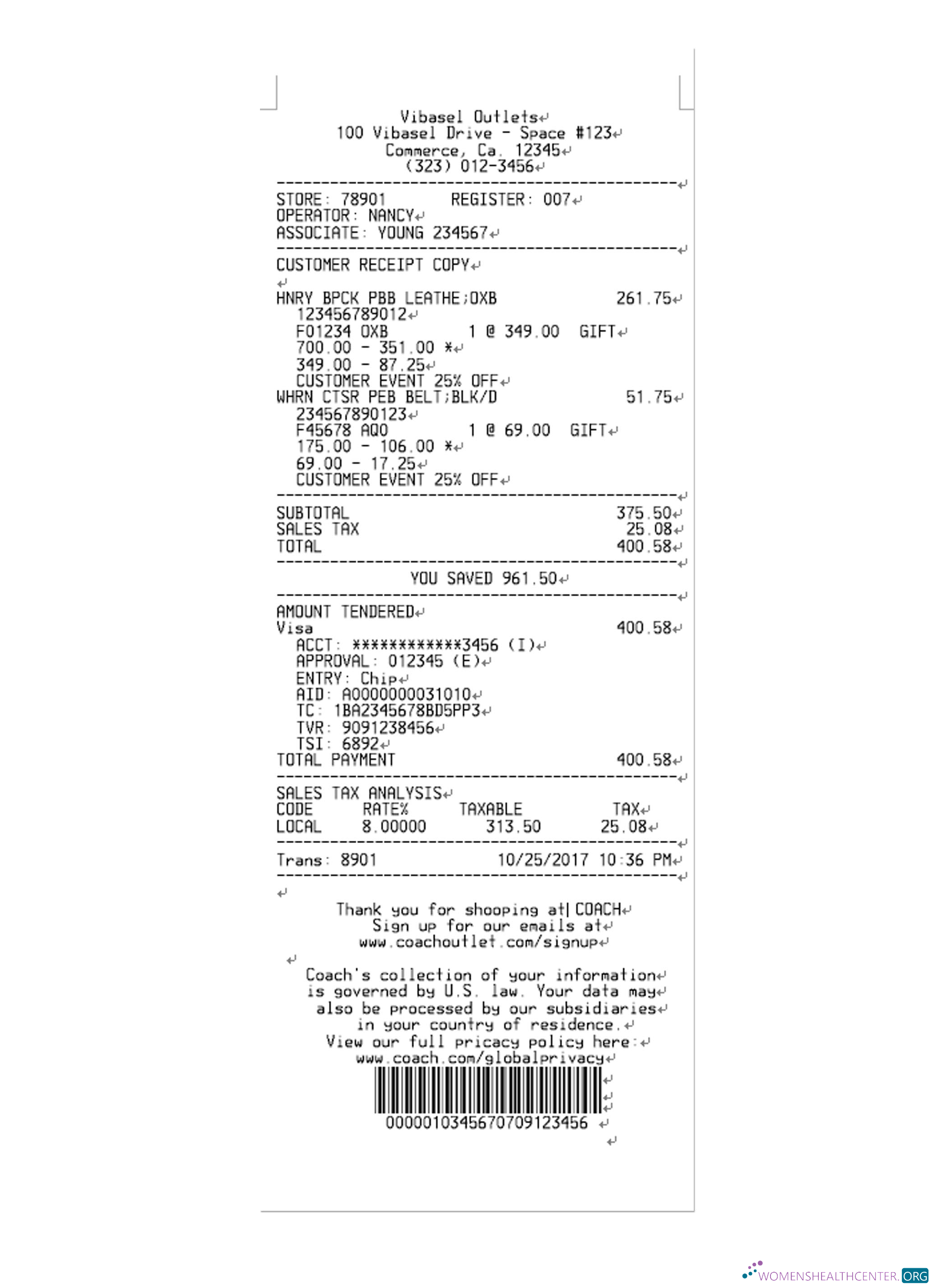 Качественный Скачать VIBASEL OUTLETS Payment Receipt Photoshop Шаблон