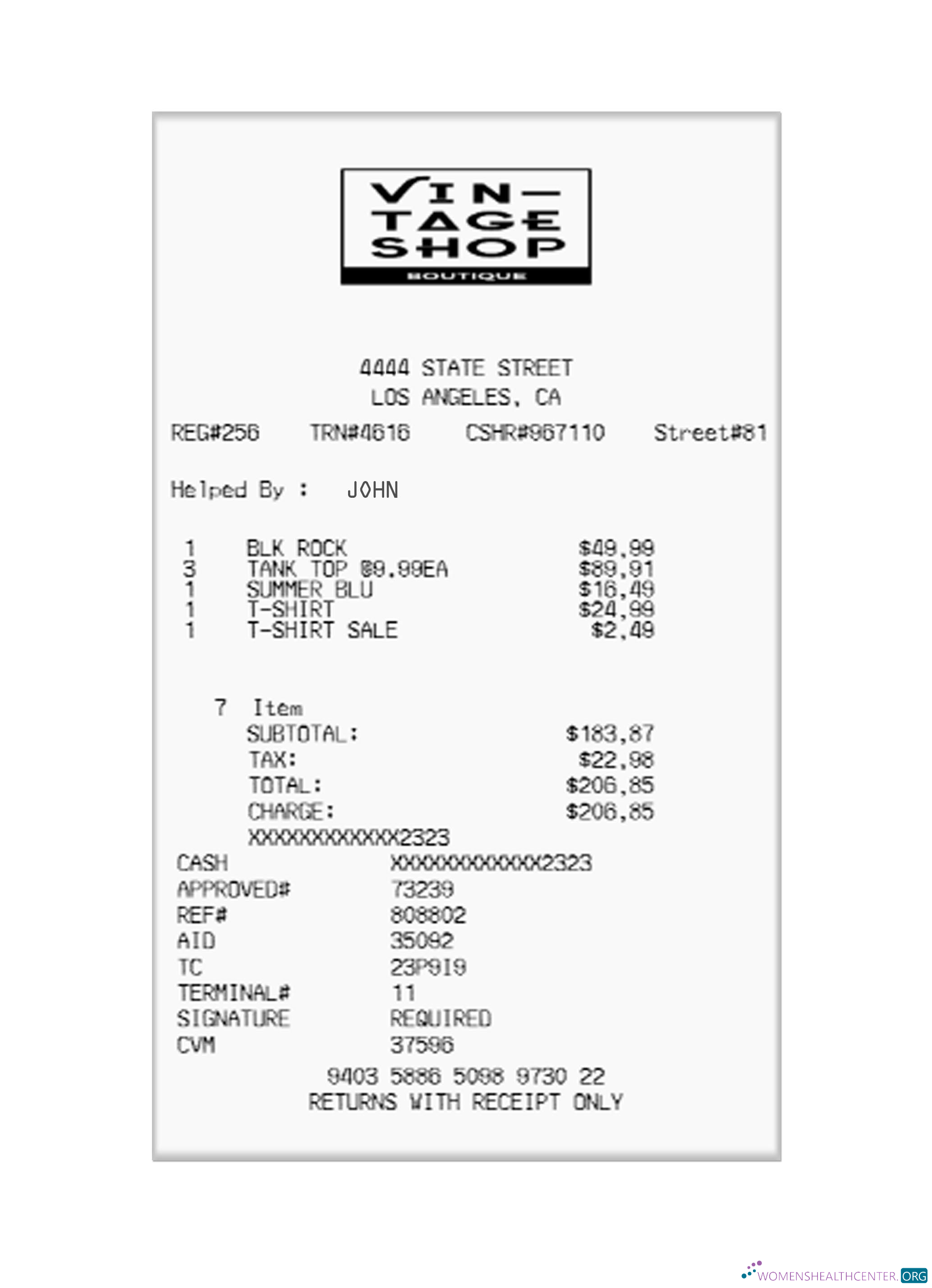 Премиум Скачать VIN TAGE SHOP Receipt Photoshop Шаблон