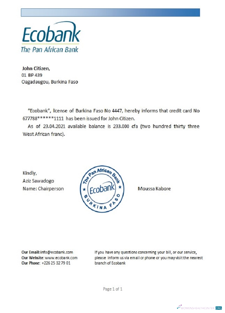 Качественный Скачать Буркина-Фасо Экобанк Reference Photoshop Шаблон