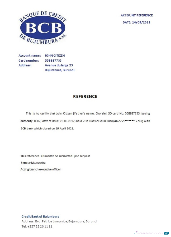 Редактируемый Скачать Бурунди Creditbank Closure Reference Photoshop Шаблон
