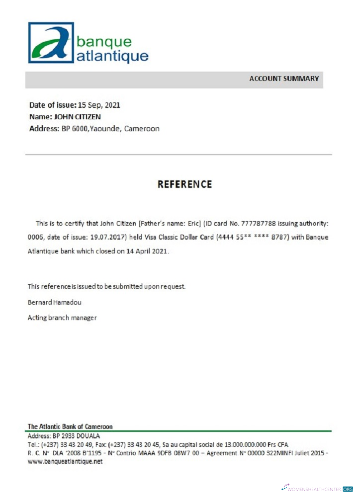 Профессиональный Скачать Камерун Atlantic Банк Closure Reference Photoshop Шаблон