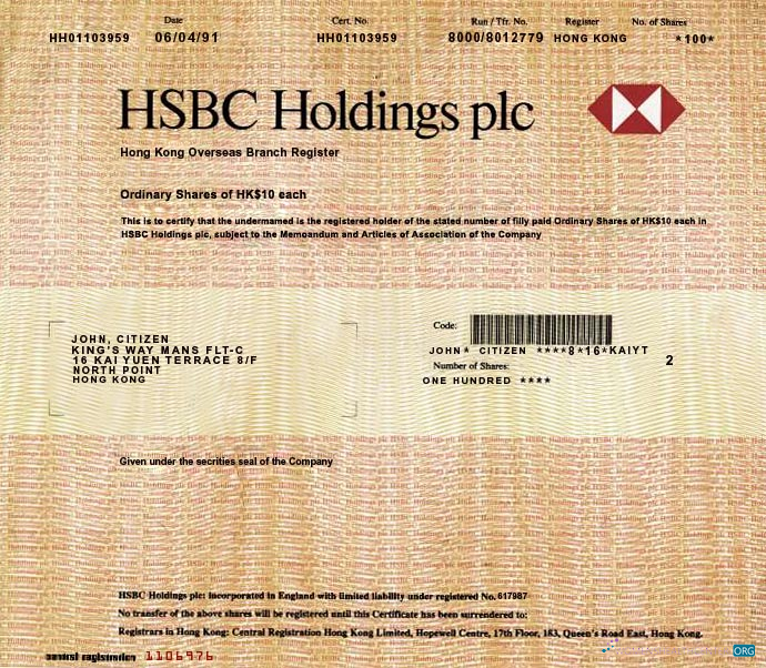 Профессиональный Скачать HONG KONG HSBC HOLDINGS REFERANCE Photoshop Шаблон