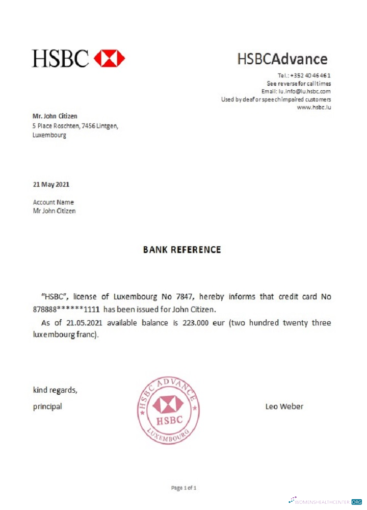 Редактируемый Скачать Люксембург HSBC Reference Photoshop Шаблон
