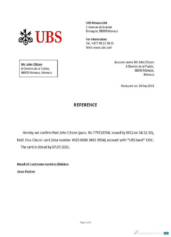 Профессиональный Скачать Монако UBS Банк Closure Reference Photoshop Шаблон
