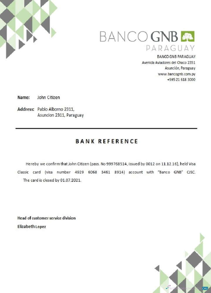 Профессиональный Скачать Парагвай Banco GNB Closure Reference Photoshop Шаблон