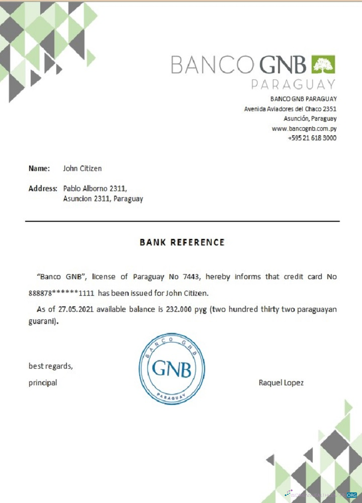 Реалистичный Скачать Парагвай Banco GNB Reference Photoshop Шаблон