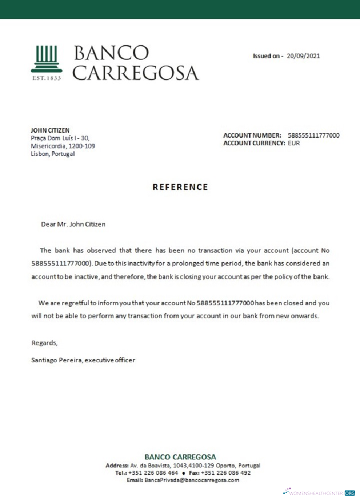 Редактируемый Скачать Португалия Banco Carregosa Closure Reference Photoshop Шаблон