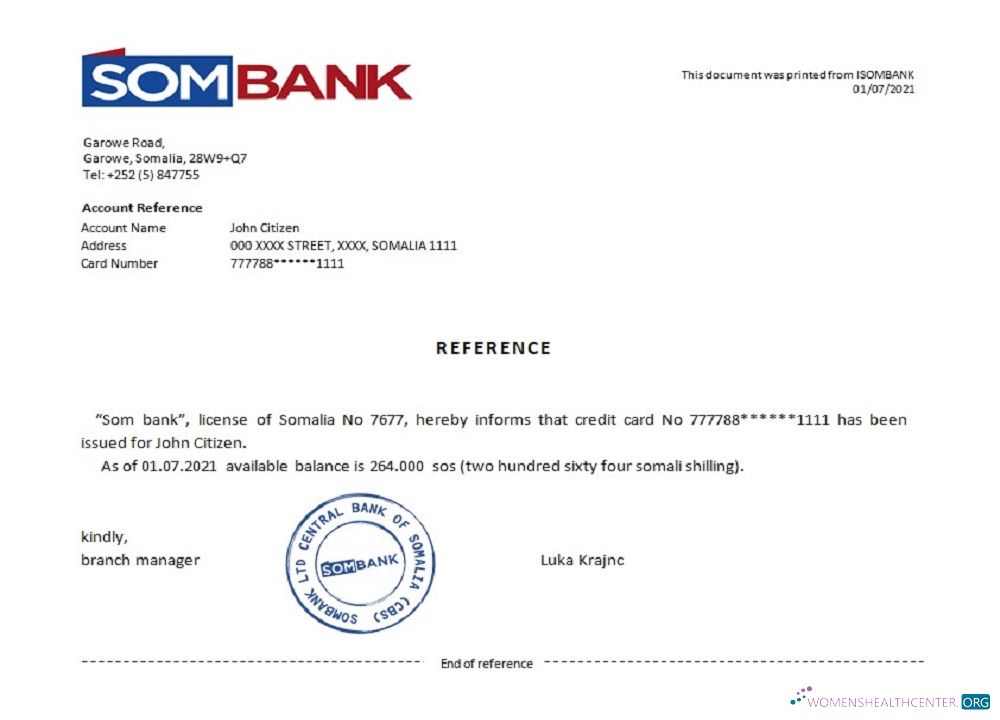 Профессиональный Скачать Сомали Sombank Reference Photoshop Шаблон