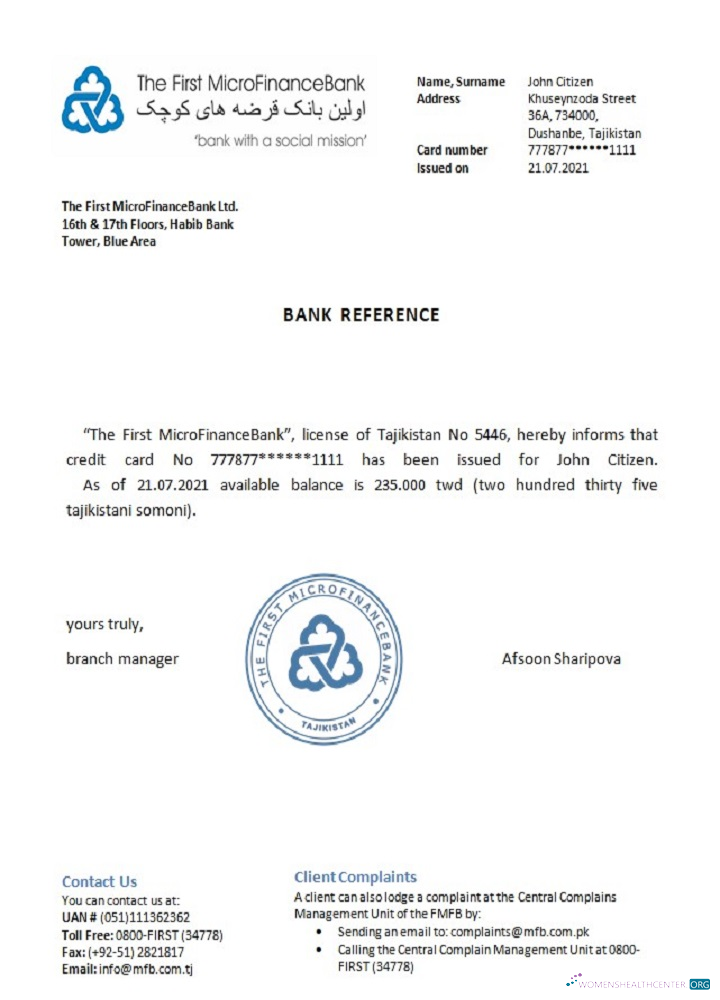 Профессиональный Скачать Таджикистан Первый MicroFinanceBank Reference Photoshop Шаблон