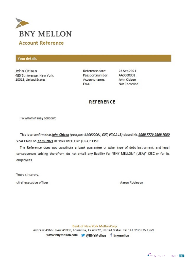 Редактируемый Скачать USA BNY Mellon Closure Reference Photoshop Шаблон
