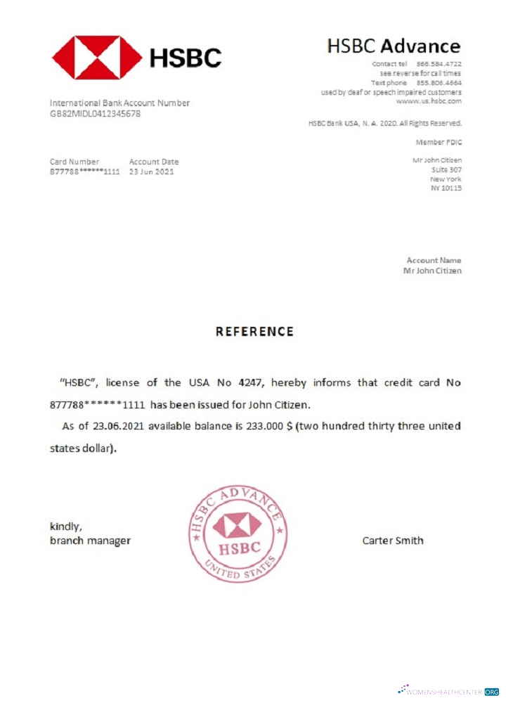 Реалистичный Скачать USA HSBC Reference Photoshop Шаблон