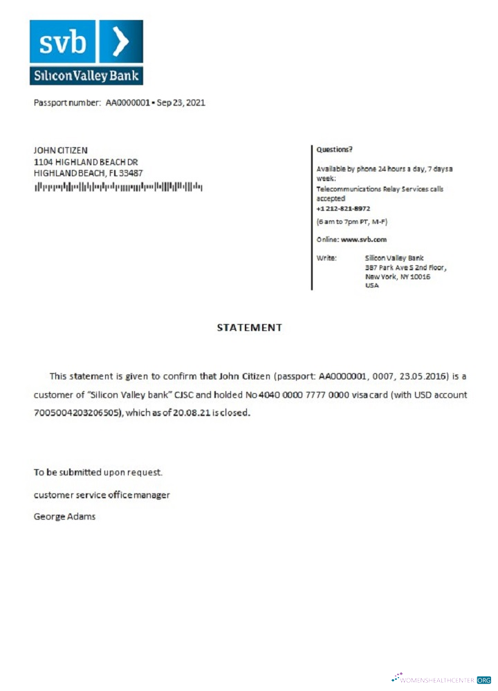 Редактируемый Скачать USA Silicon Вэлли Банк Closure Reference Photoshop Шаблон