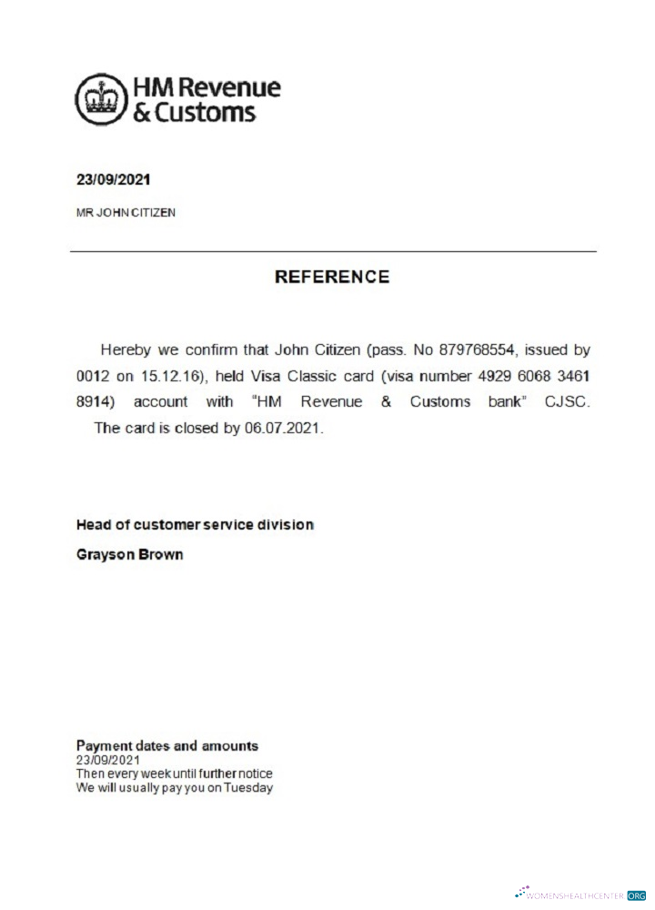 Профессиональный Скачать Великобритания HM Revenue & Customs Closure Reference Photoshop Шаблон