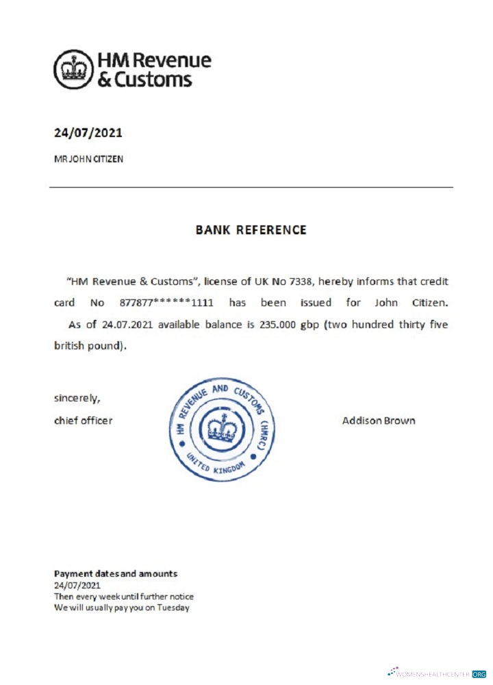 Редактируемый Скачать Великобритания HM Revenue & Customs Reference Photoshop Шаблон
