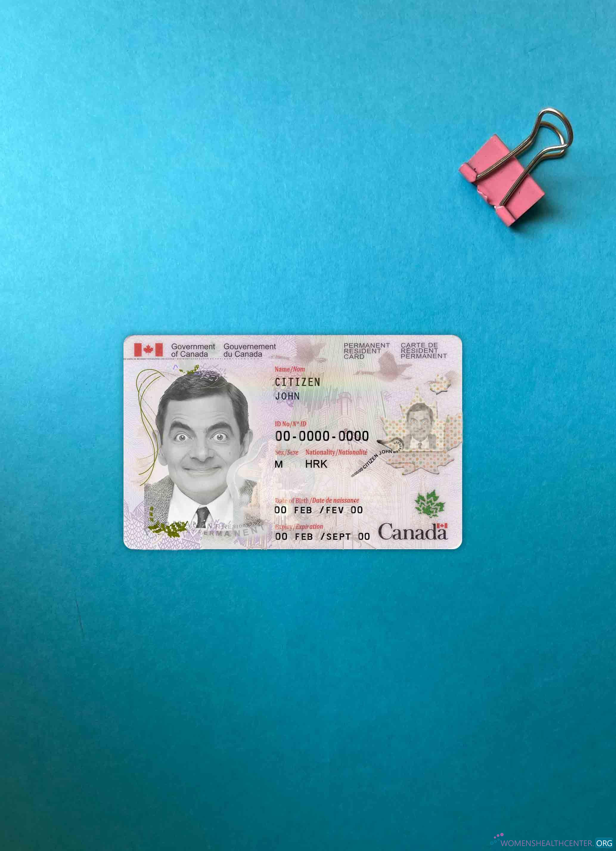 Премиум Скачать Канада Permanent Resident Карта Версия 2 Фотоэффект Лицевая Сторона Photoshop Шаблон