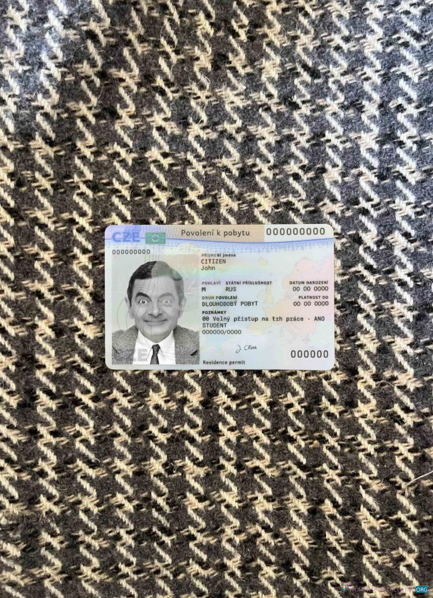 Реалистичный Скачать Чехия Permanent Resident Карта Фотоэффект Лицевая Сторона Photoshop Шаблон
