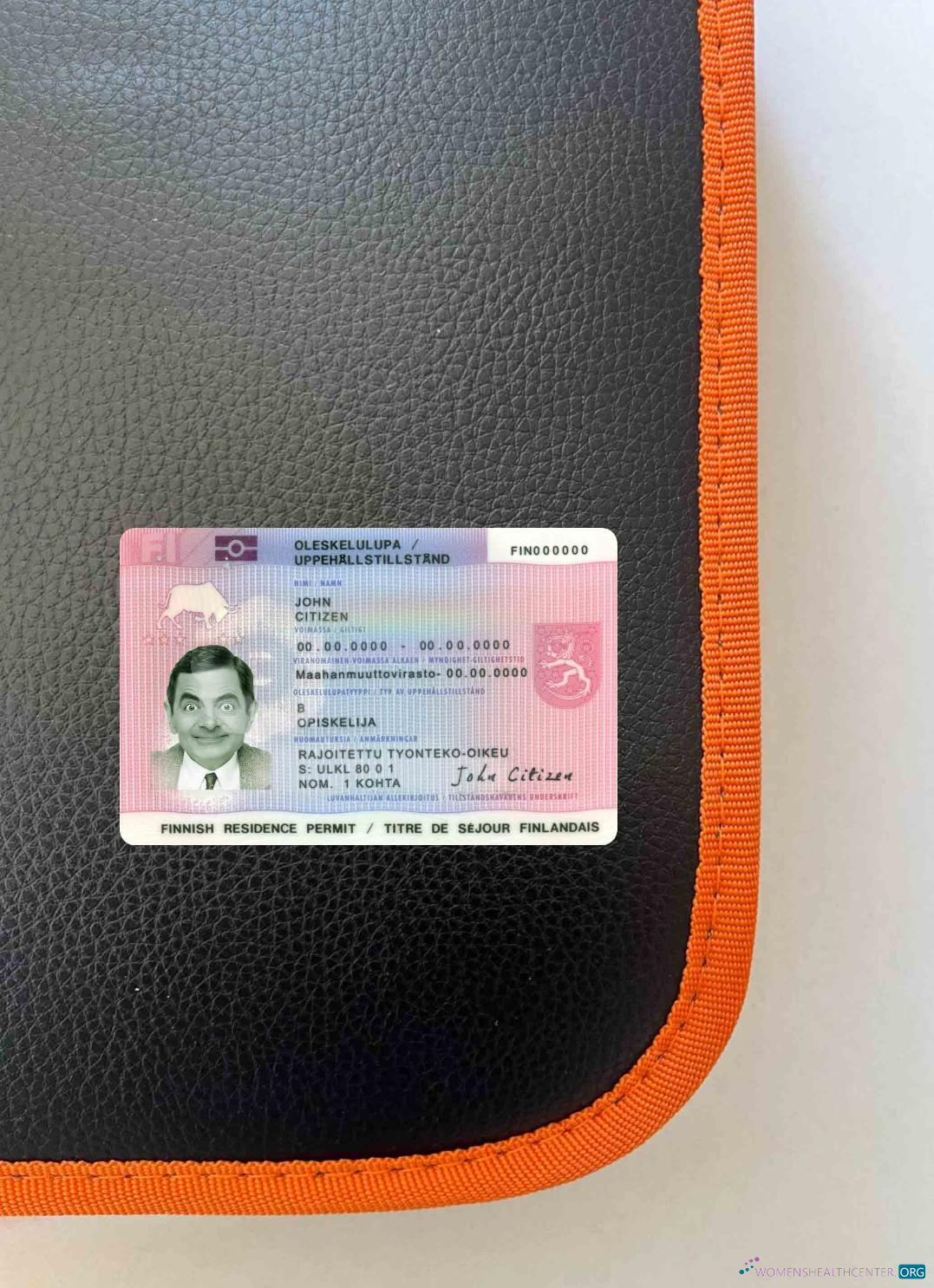 Реалистичный Скачать Финляндия Residence Permit Фотоэффект Лицевая Сторона Photoshop Шаблон