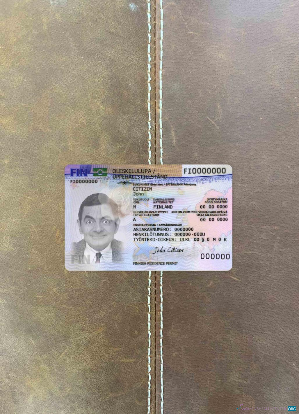 Редактируемый Скачать Финляндия Residence Permit Версия 2 Фотоэффект Лицевая Сторона Photoshop Шаблон