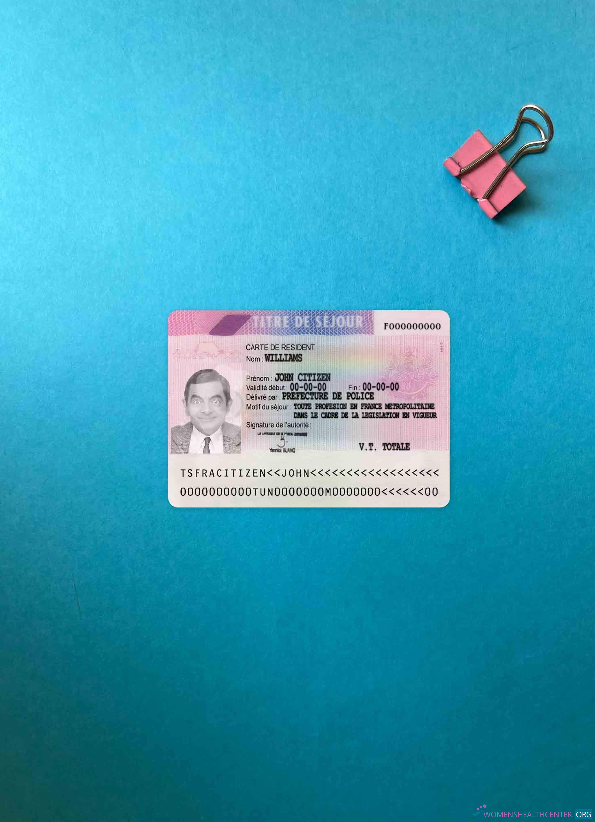 Качественный Скачать Франция Residence Permit Версия 3 Фотоэффект Лицевая Сторона Photoshop Шаблон