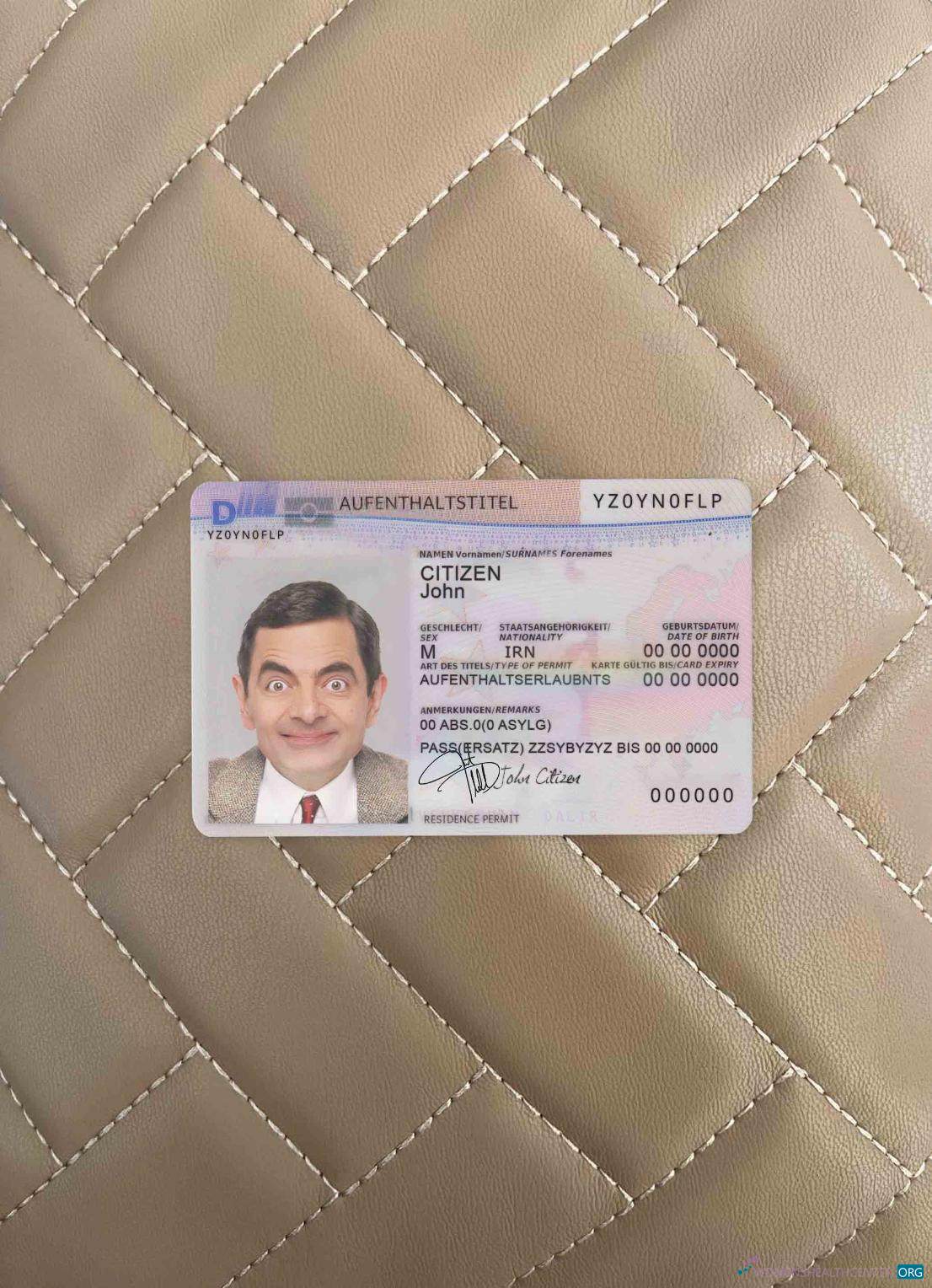 Профессиональный Скачать Германия Residence Permit 2011 Pres, Версия 2 Фотоэффект Лицевая Сторона Photoshop Шаблон