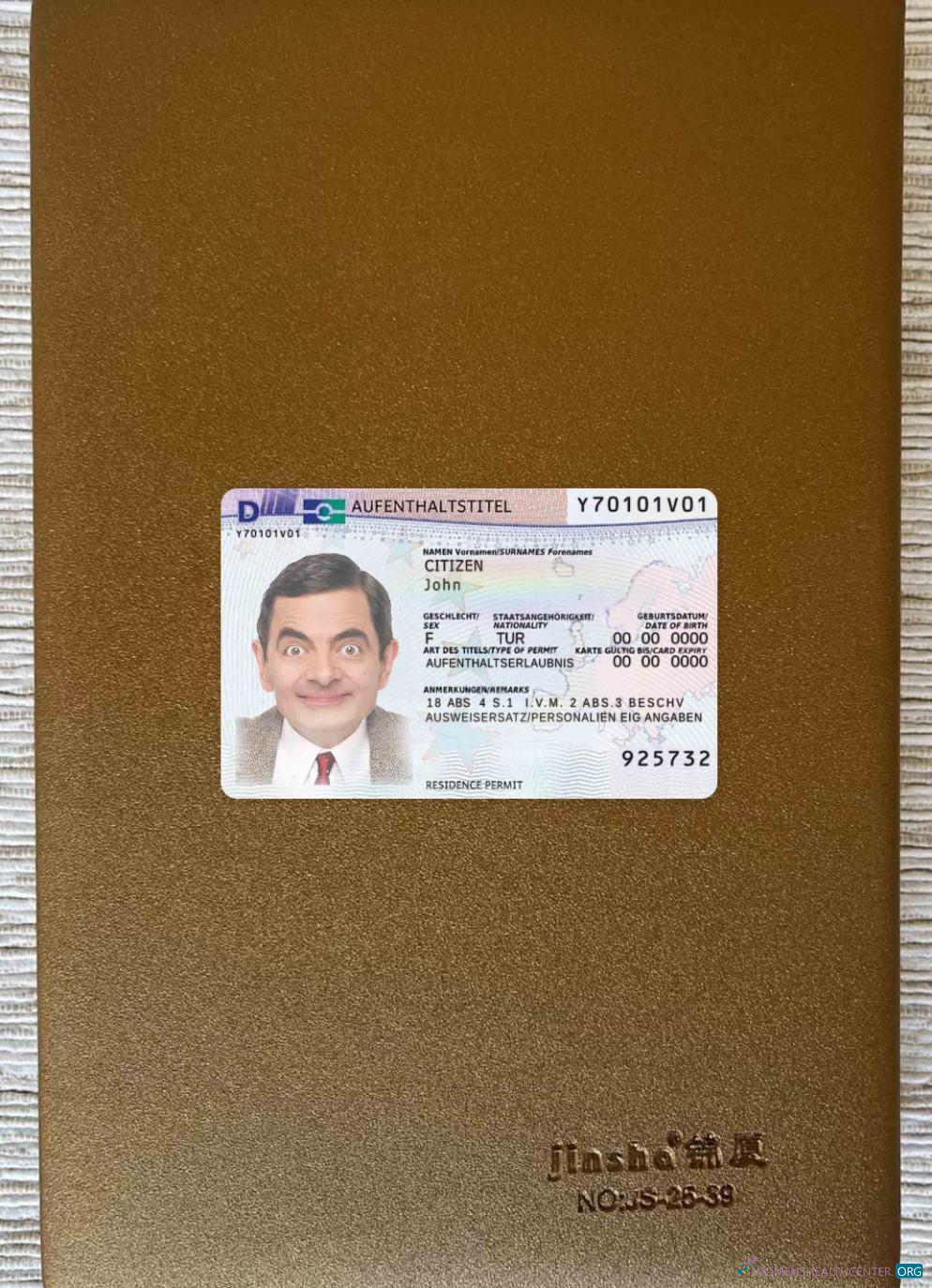 Качественный Скачать Германия Residence Permit 2011 Настоящее Время Фотоэффект Лицевая Сторона Photoshop Шаблон