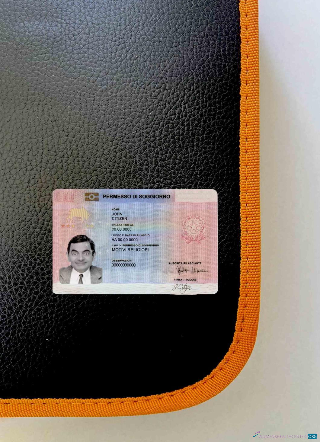 Премиум Скачать Италия Residence Permit Карта (soggiorno) Фотоэффект Лицевая Сторона Photoshop Шаблон