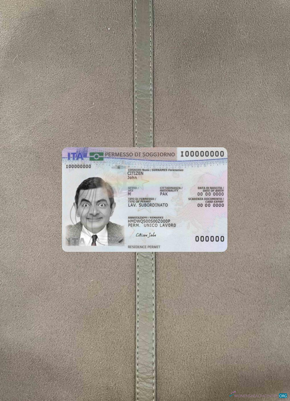 Качественный Скачать Италия Residence Permit Новый Фотоэффект Лицевая Сторона Photoshop Шаблон
