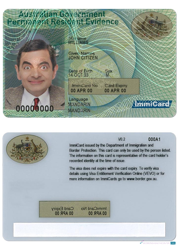 Реалистичный Скачать AUSTRALIAN Permanent Residence Карта Photoshop Шаблон