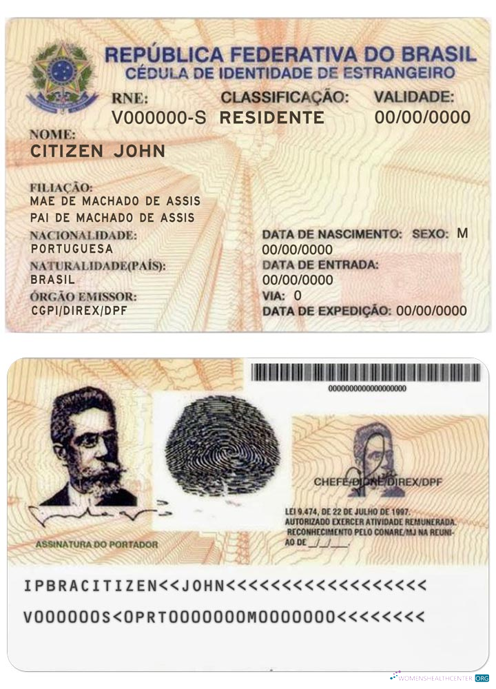 Редактируемый Скачать Brasil Resident Permit Photoshop Шаблон
