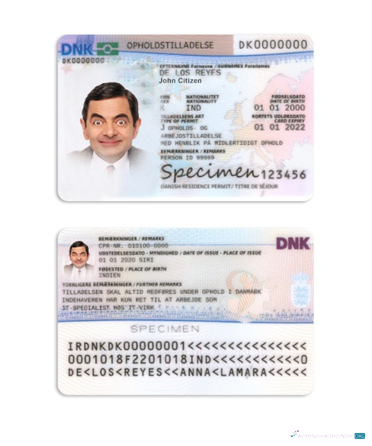 Профессиональный Скачать Дания Residence Permit Photoshop Шаблон