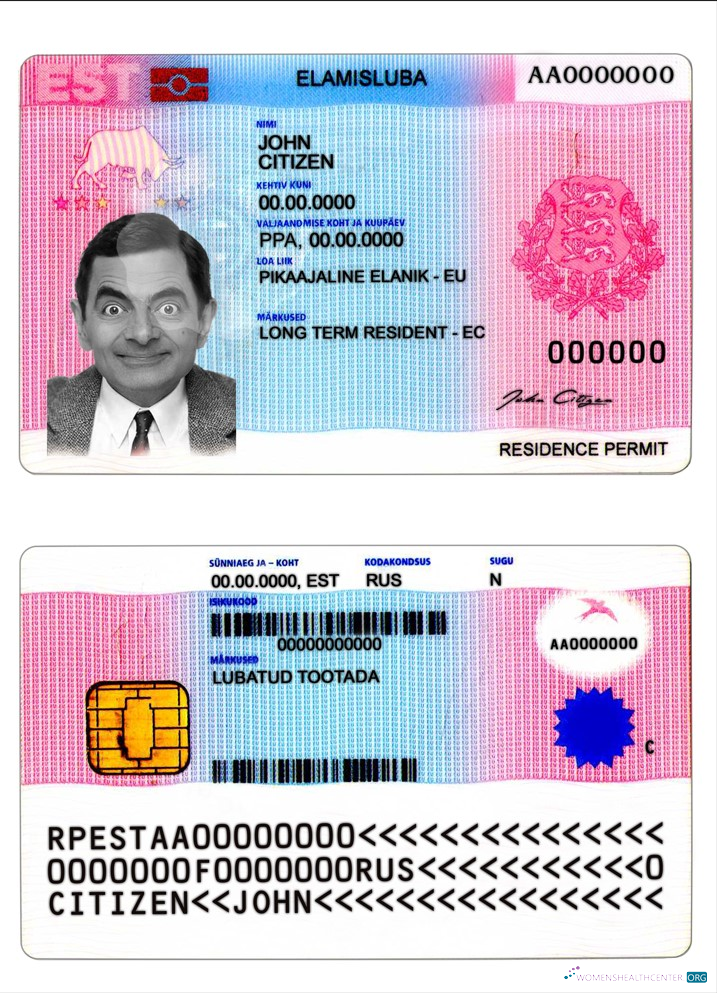 Качественный Скачать Эстония Residence Permit Photoshop Шаблон