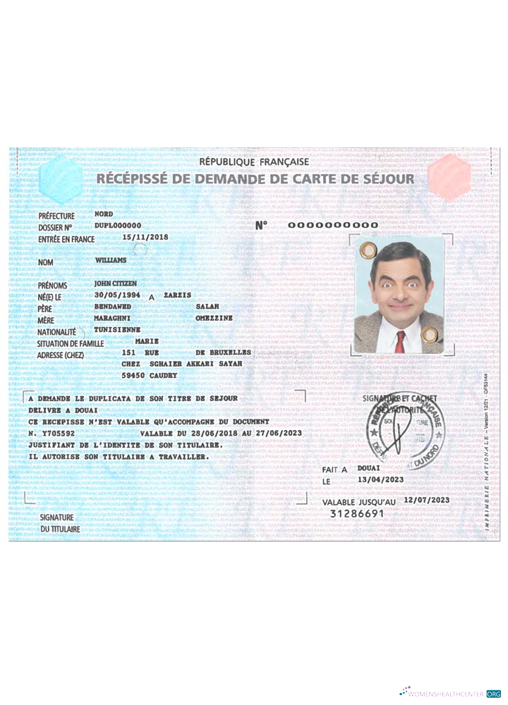 Реалистичный Скачать Франция Residence Карта Application Receipt Photoshop Шаблон