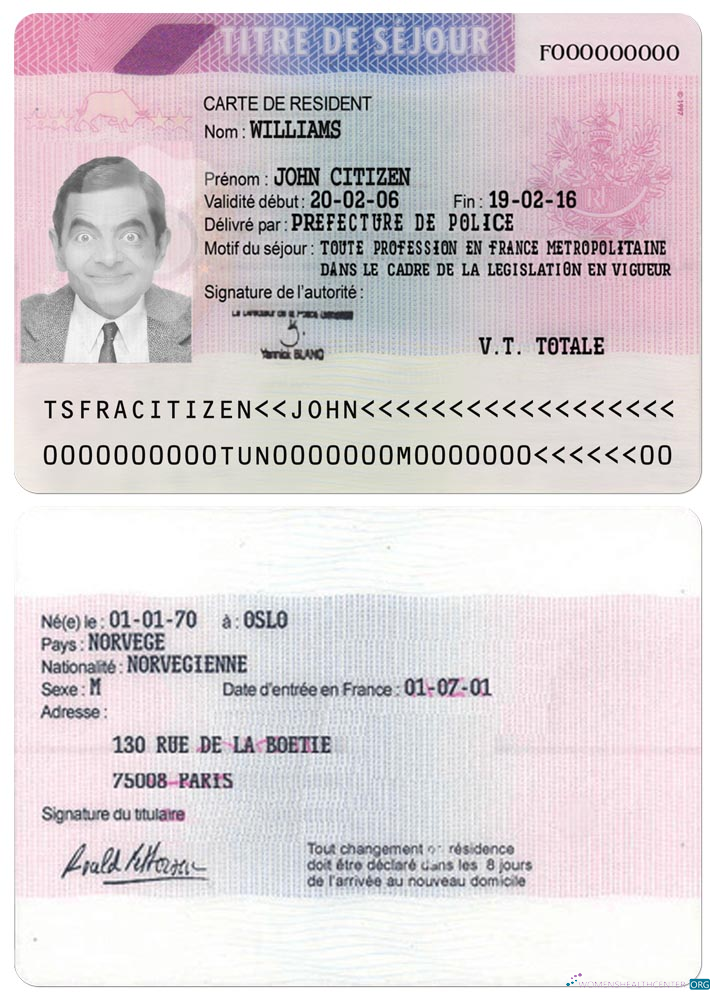 Реалистичный Скачать Франция Residence Permit Версия 3 Photoshop Шаблон