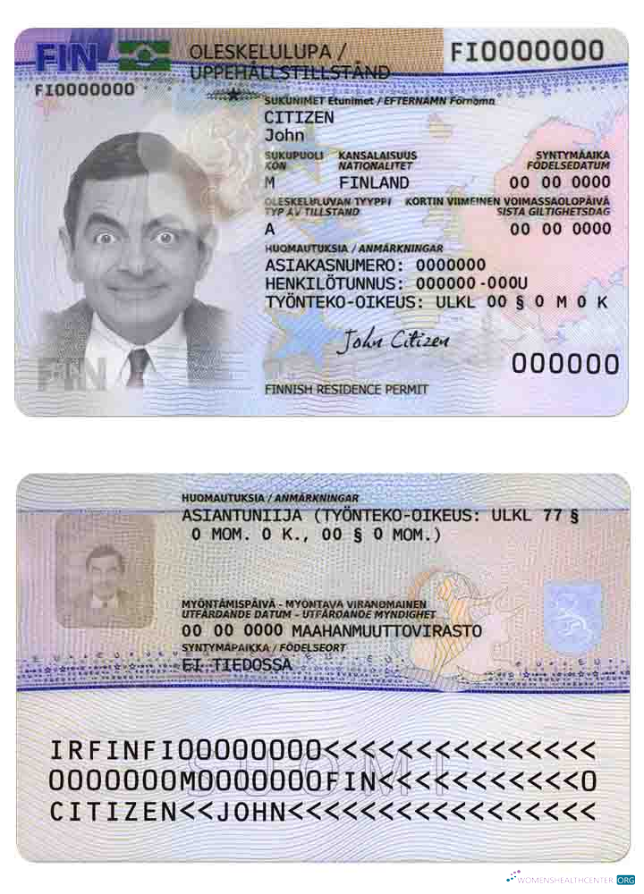 Редактируемый Скачать Финляндия Residence Permit Версия 2 Photoshop Шаблон